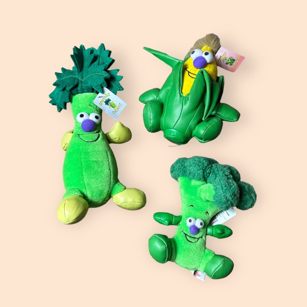Vtg Toy Box Creations Vegetable Friends Lot Of 3 Broccoli, Corn, Celery Plush